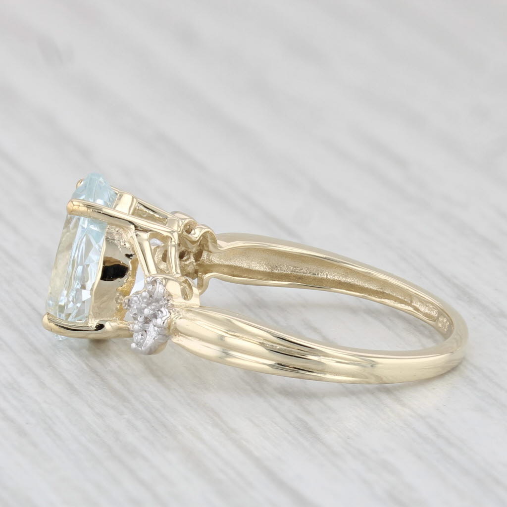2.22ctw Pear Aquamarine Diamond Ring 10k Yellow Gold Size 6
