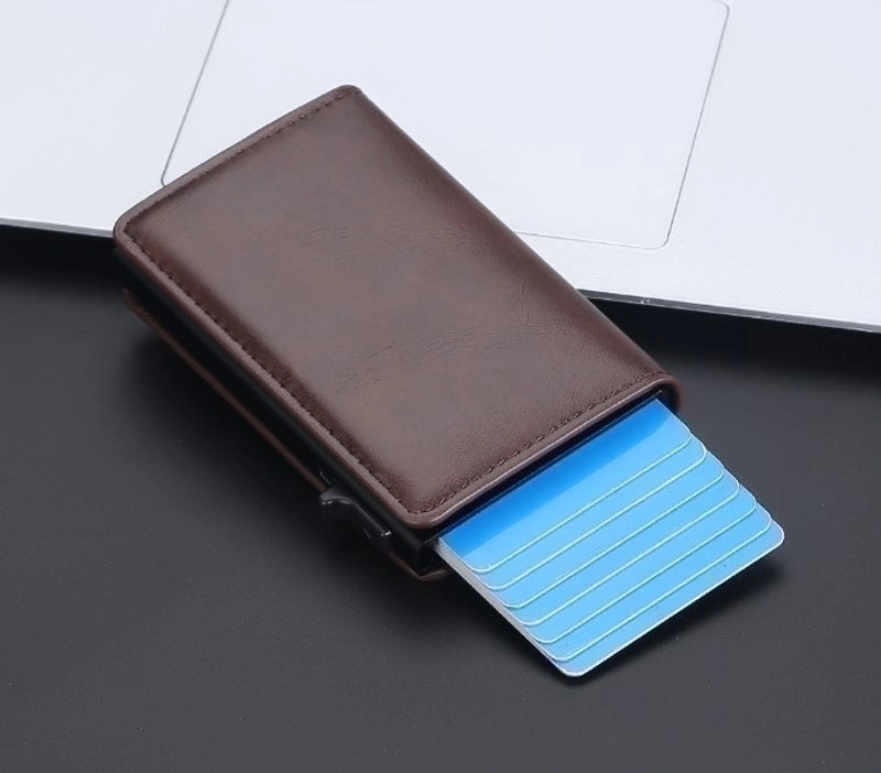 Men's Solid Color Pu Leather Open Card Holders