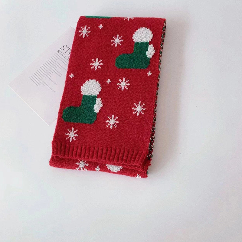 Red Elk Children's Knitted Scarf Winter Christmas Gift Student Warm Neck Set Baby's Wool Neck