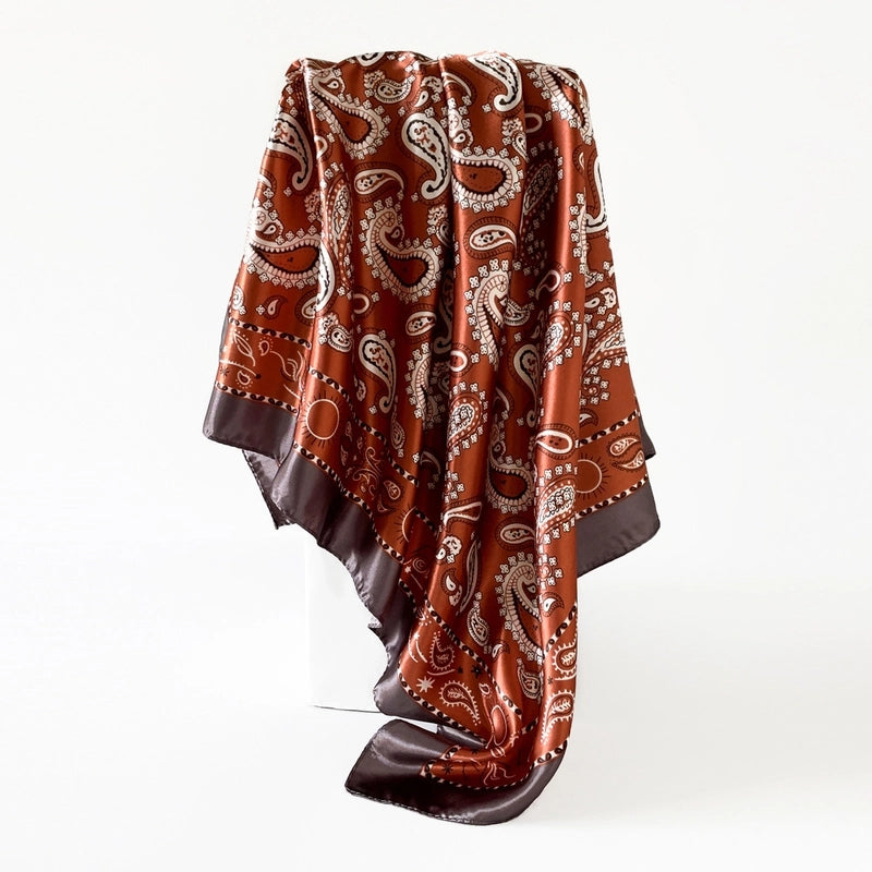 Women's Casual Vacation Printing Satin Printing And Dyeing Floral Silk Scarf Kerchief