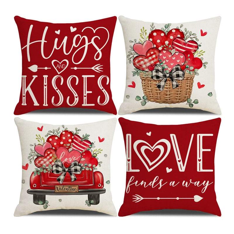 Valentine'S Day Elegant Lady Minimalist Letter Linen Pillow Cases Couch & Sofa Decor
