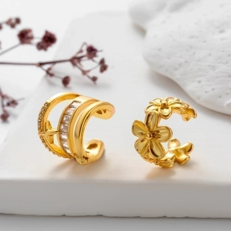 1 Piece Ear Cartilage Rings & Studs Cute Cool Style Geometric Heart Shape Copper Plating Inlay Zircon