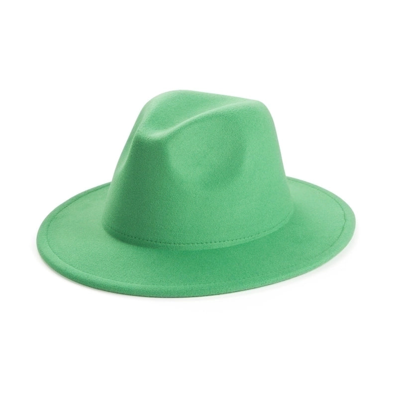 Unisex Elegant Solid Color Big Eaves Fedora Hat