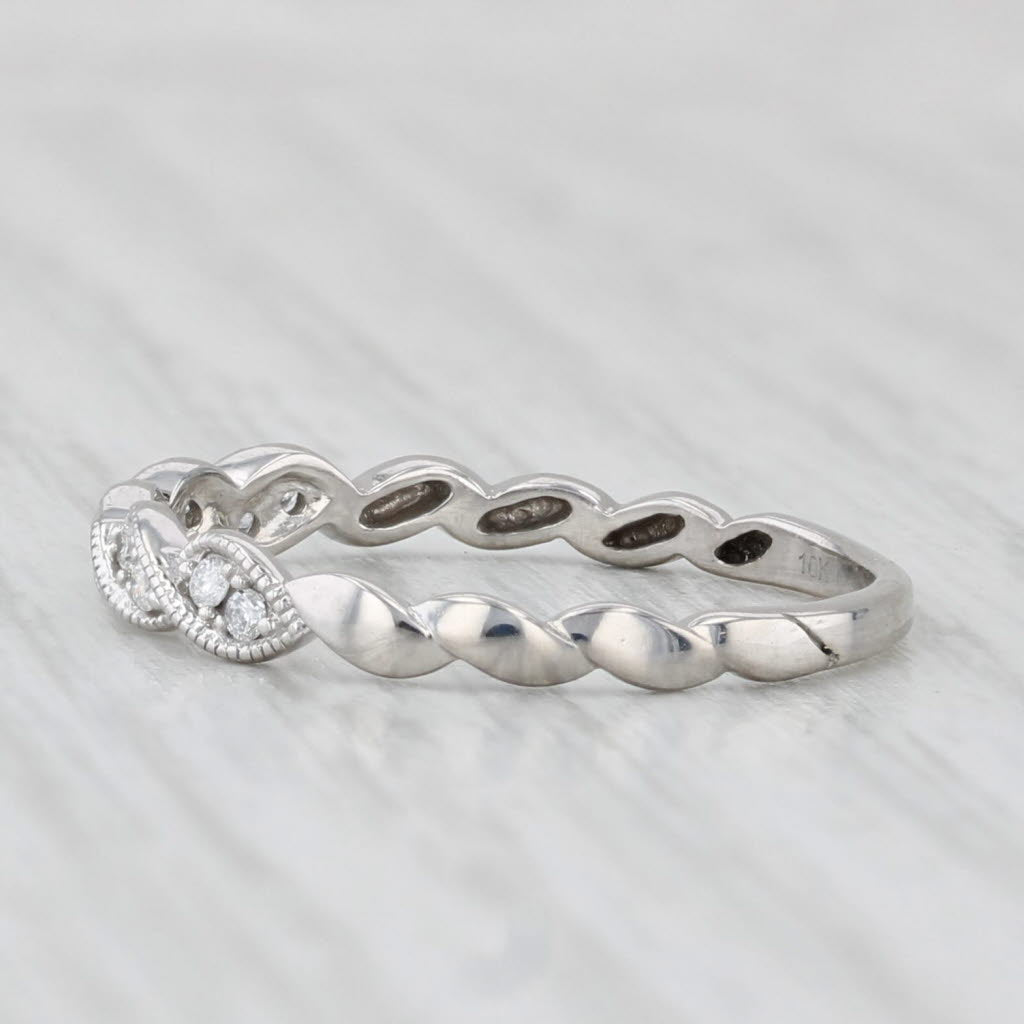 0.10ctw Diamond Wedding Band 10k White Gold Stackable Ring Size 7.5