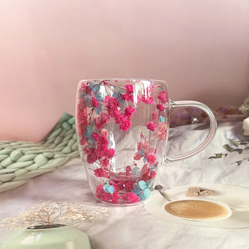 Casual Vacation Flower Borosilicate Glass Mug 1 Piece