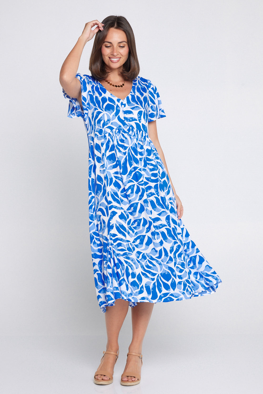 Brighton Dress - Coastal Leaves