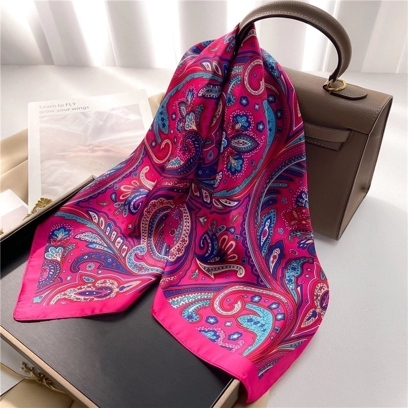 Women's Elegant Minimalist Color Block Polyester Printing Silk Scarf