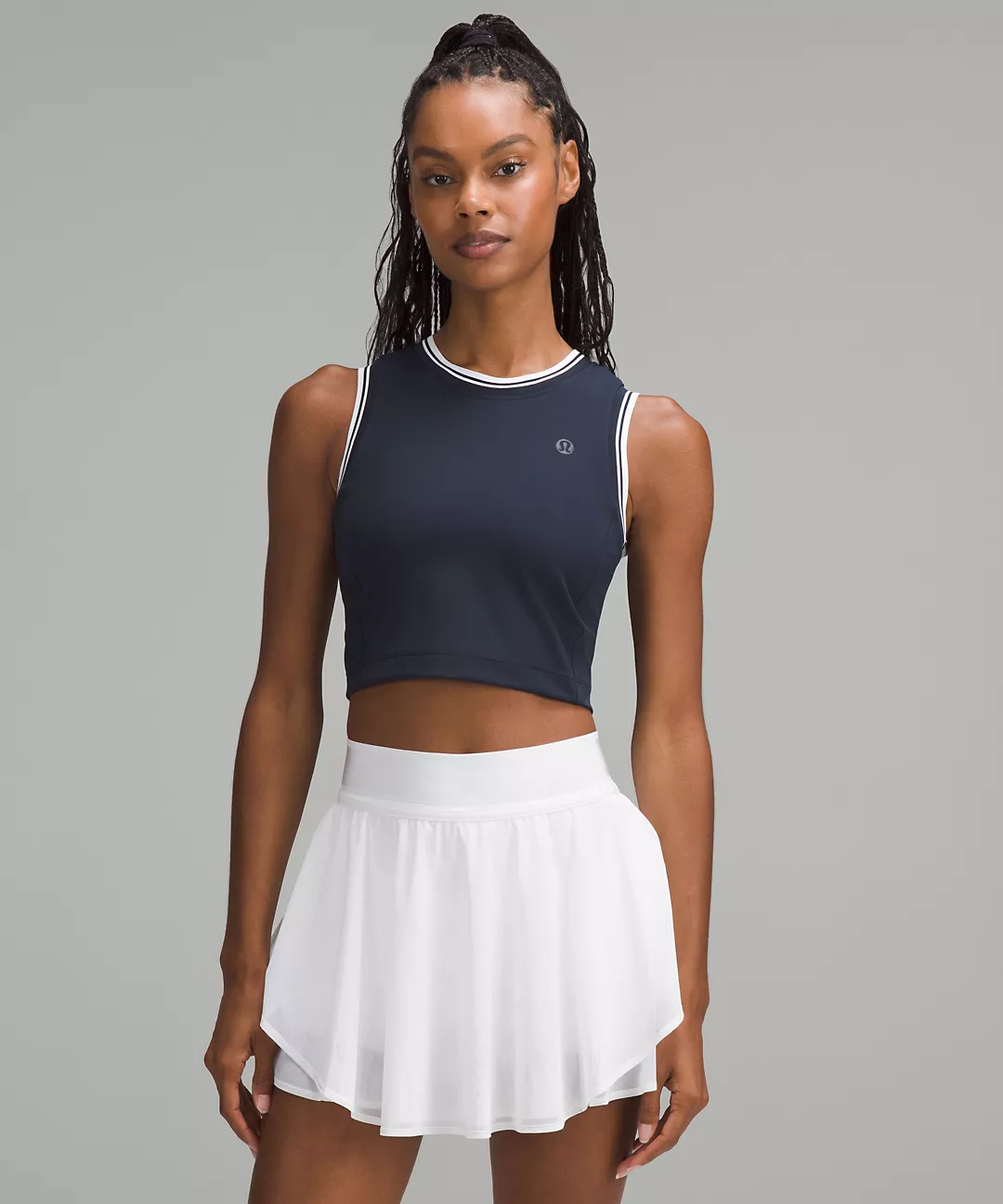 Varsity Scoop-Neck Cropped Tennis Tank Top Medium Support, B/C Cup New