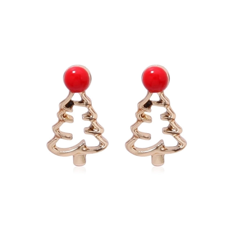 Fashion Christmas Tree Bell Snowflake Alloy Rhinestones Ear Studs