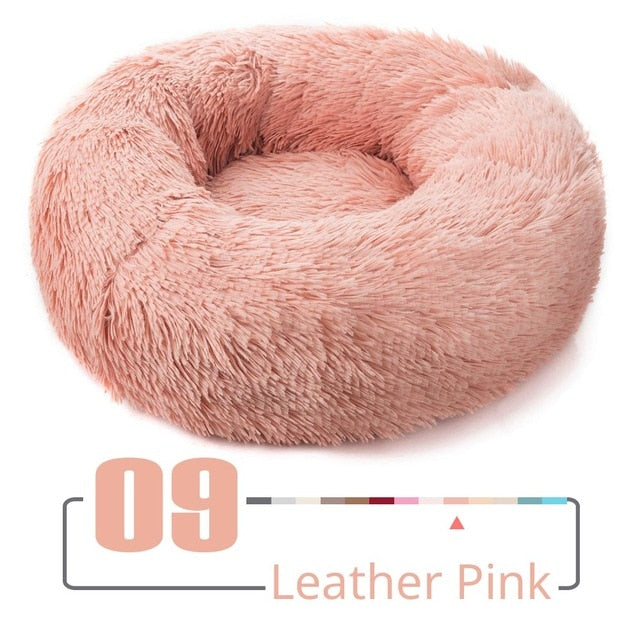 Solid Color Round Plush Dog Cat Bed