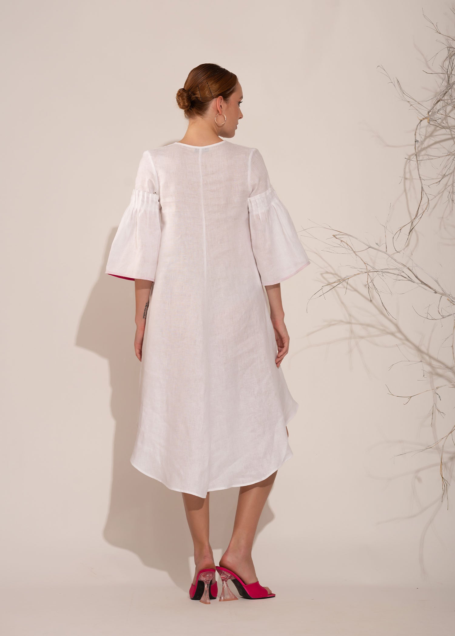 Contrast Piping & Pintuck Detailed Tent Dress