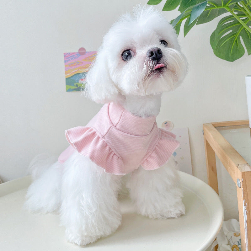 Striped Ruffled Sleeves Soft Dog Cat Vest