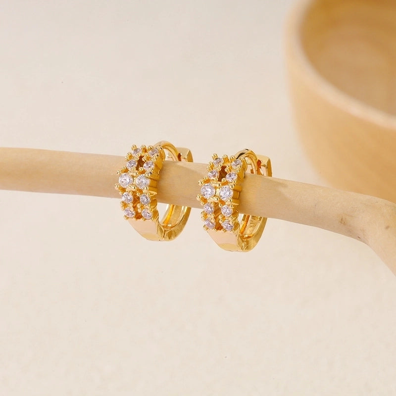 1 Piece IG Style Minimalist Geometric Inlay Copper Zircon Earrings