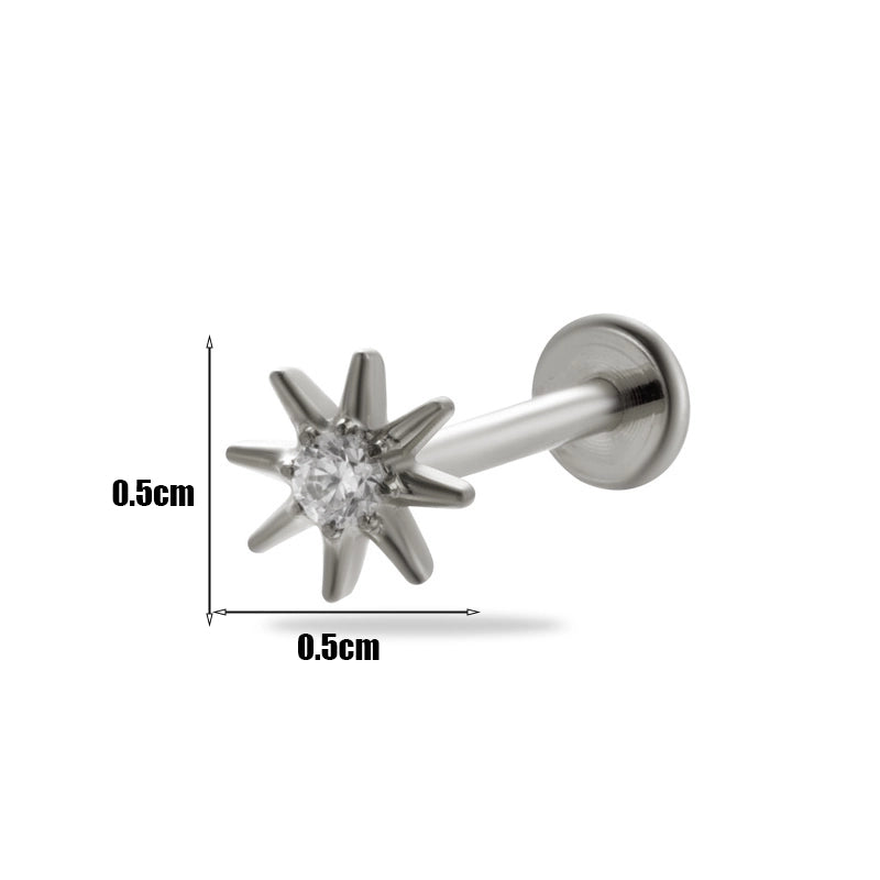1 Piece Ear Cartilage Rings & Studs Minimalist Geometric Pure Titanium Plating Inlay Zircon