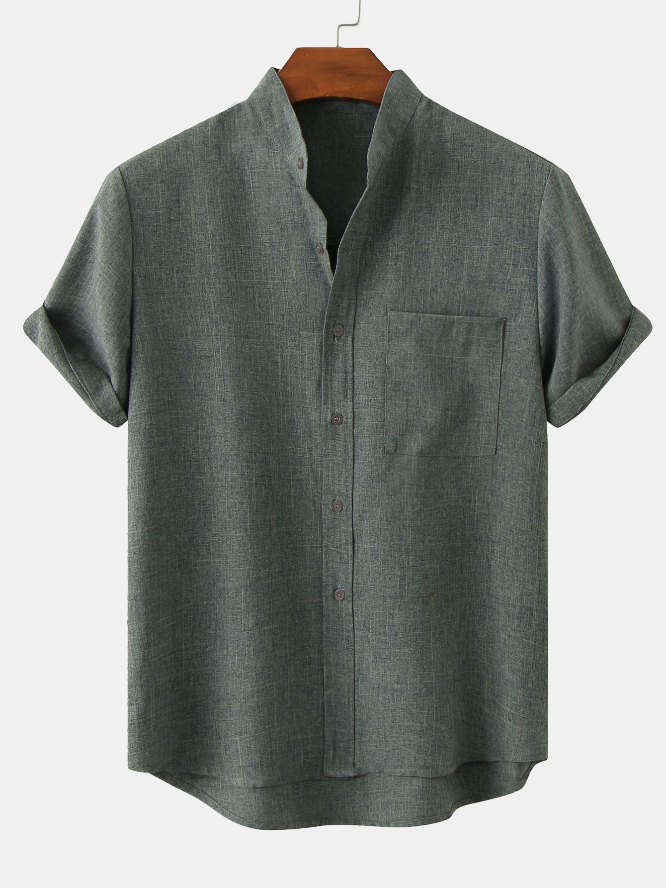 🔥6 Pack Only $20.9 🔥Man Stand Collar Shirt Whit Pocket