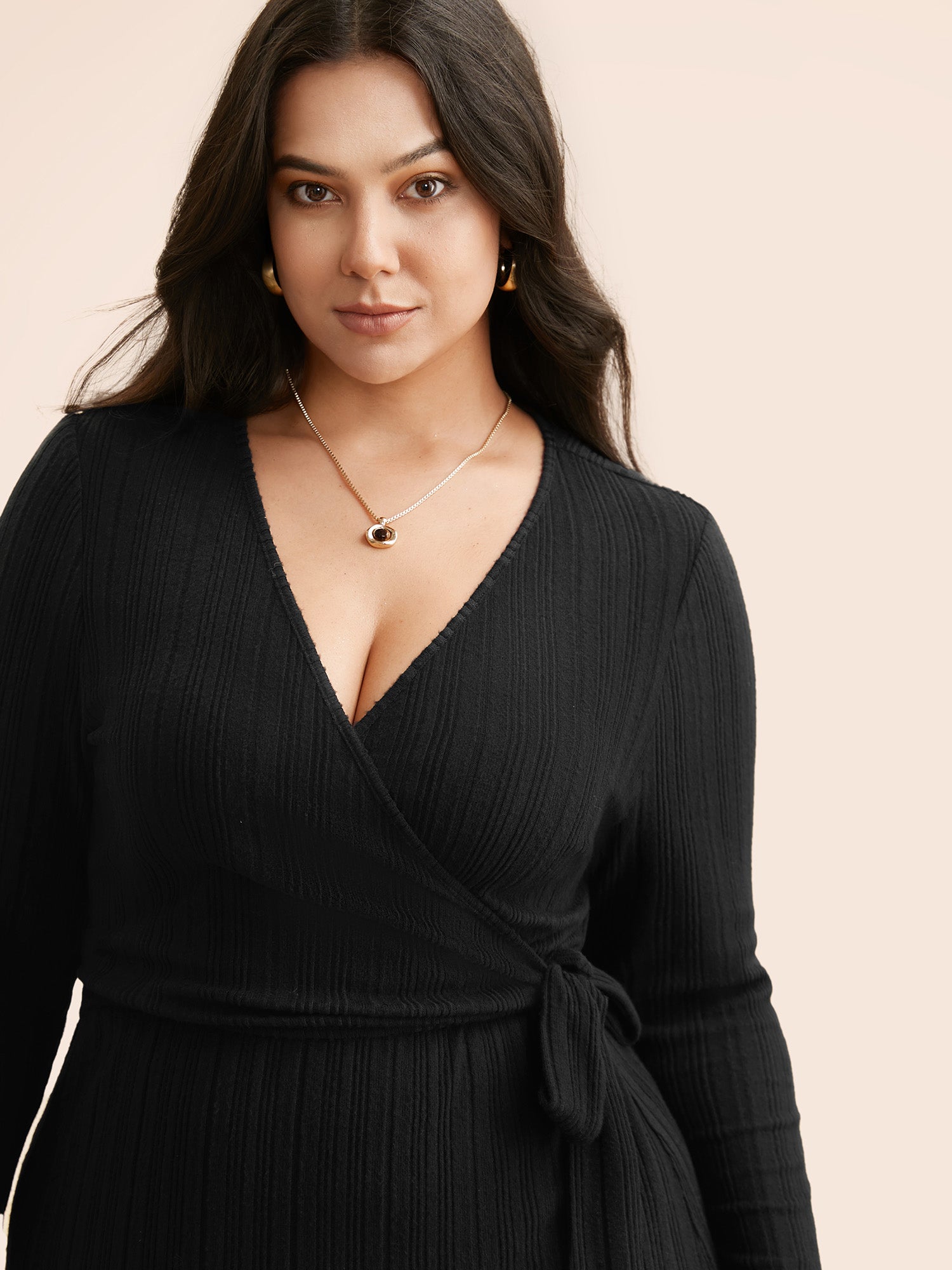 Airy Cozy Waist-Tie Wrap Midi Dress