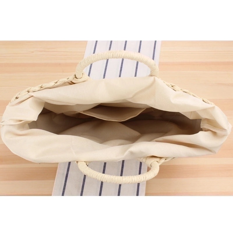 A Simple Hand-carried Straw Solid Color Casual Hand-woven Bag 41*38*8cm