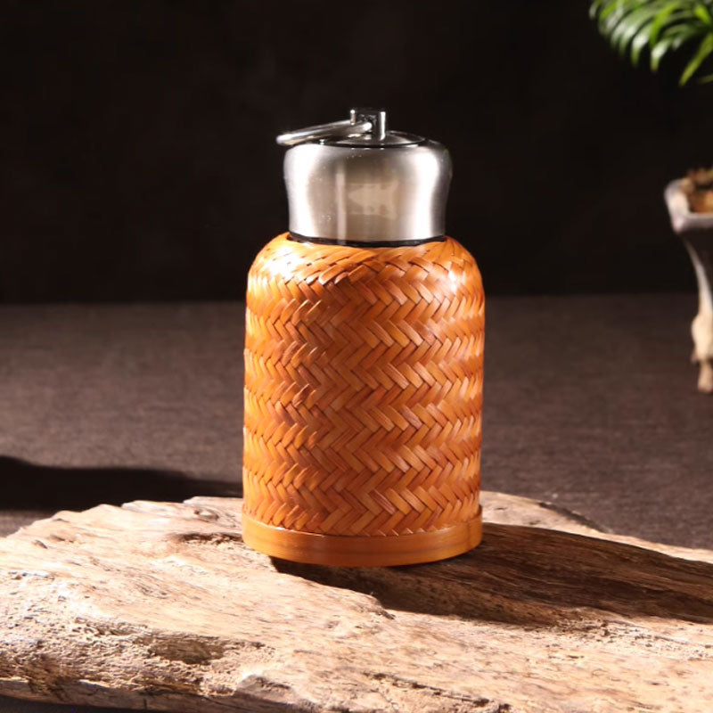 Vintage Artisan Bamboo Insulated Bottle