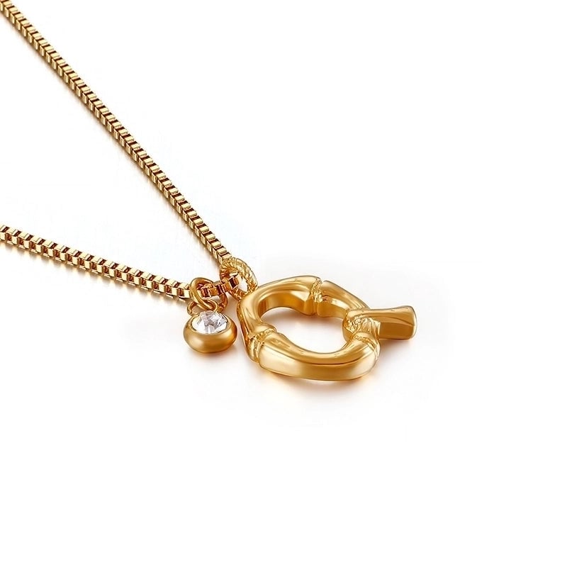 Titanium Steel 18K Gold Plated Minimalist Commute Patchwork Letter Necklace