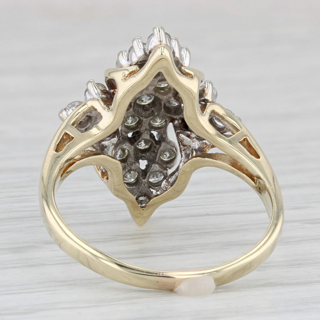0.75ctw Diamond Cluster Ring 10k Yellow Gold Size 8 Cocktail