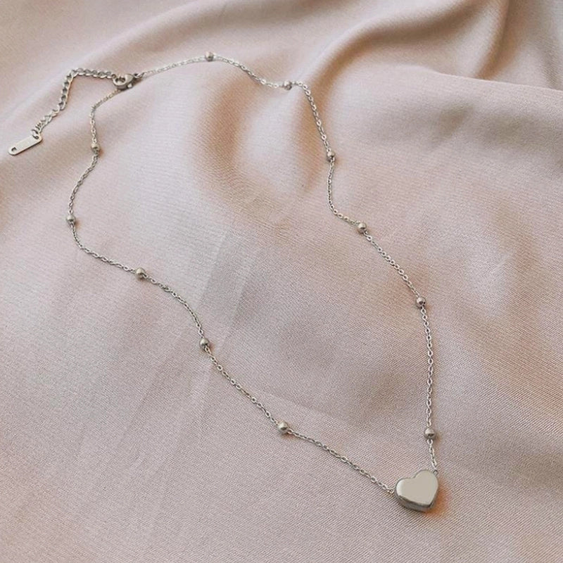 Minimalist Heart Shape Titanium Steel Plating Gold Plated Pendant Necklace