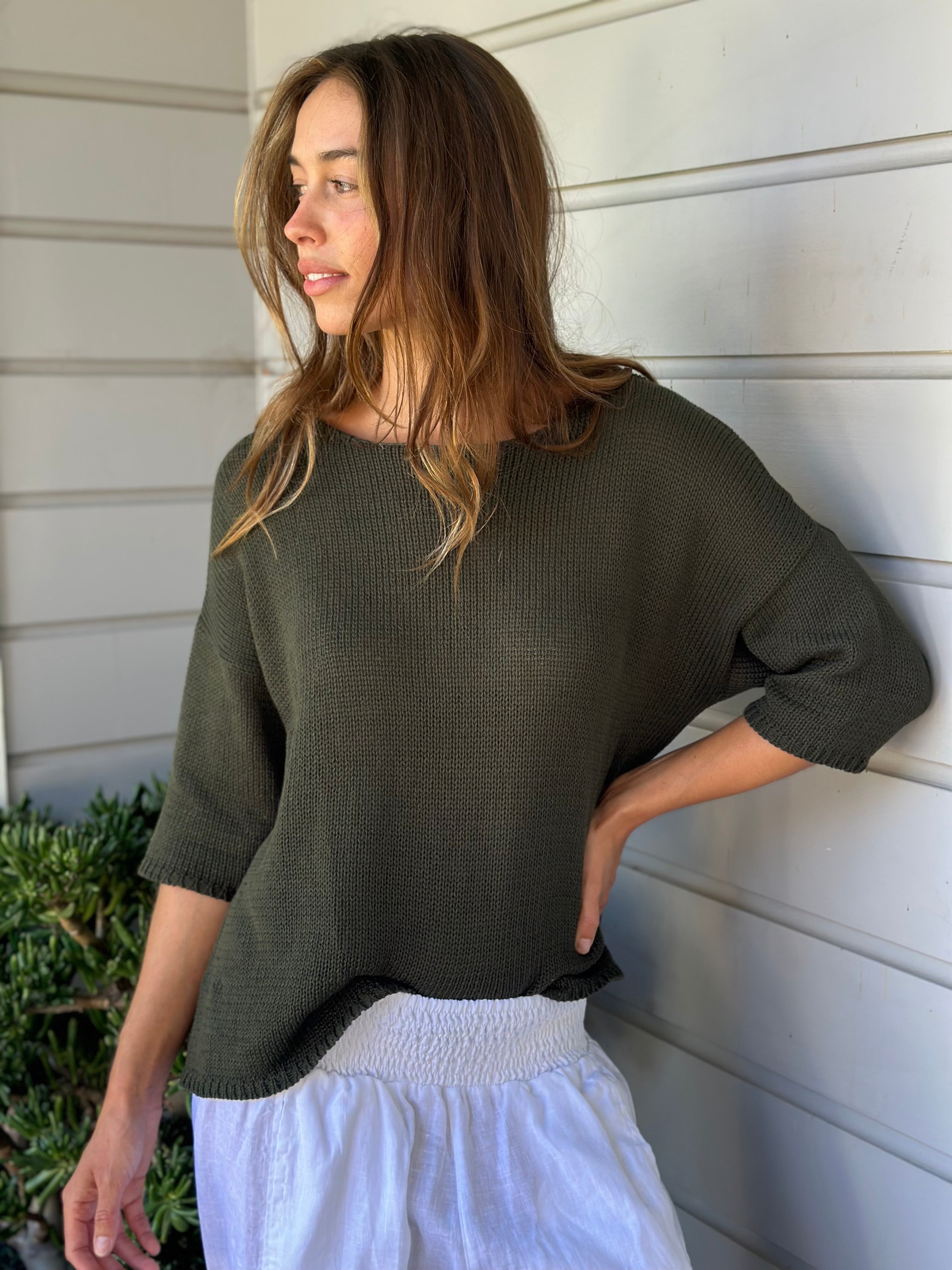 top - army cotton knit