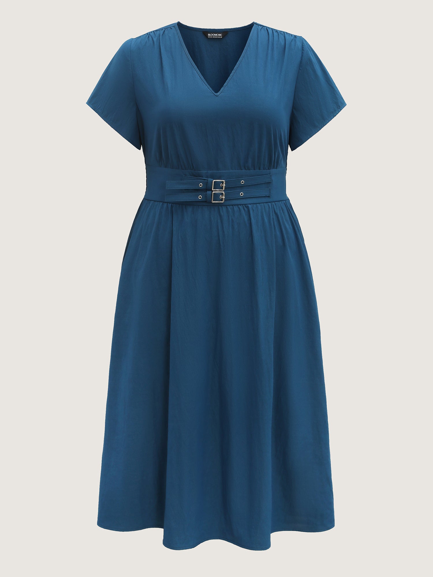 Belted Cinched-Waist Solid Maxi Dress