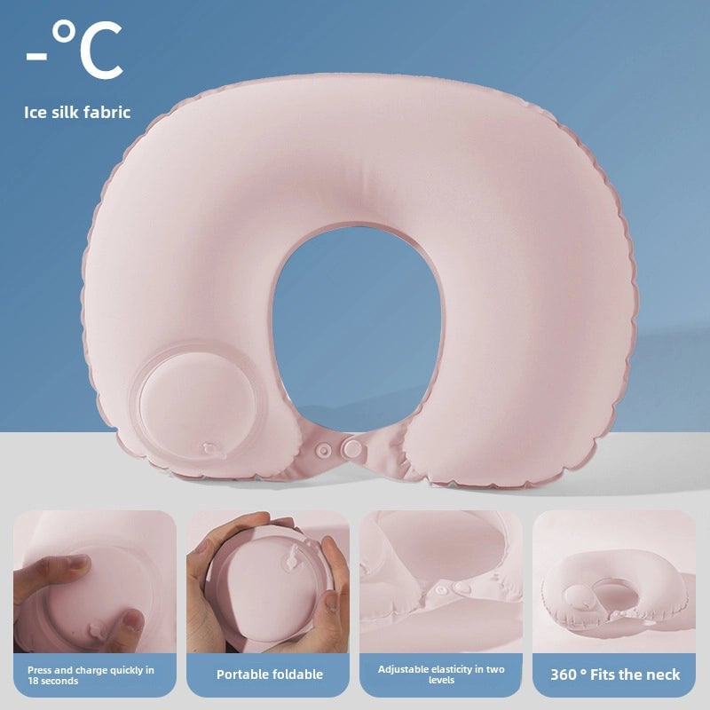 Inflatable U-shaped Pillow Cool Pressing Inflatable Pillow Travel Portable Neck Pillow Travel Sanbao Storage Pillow For Airplane