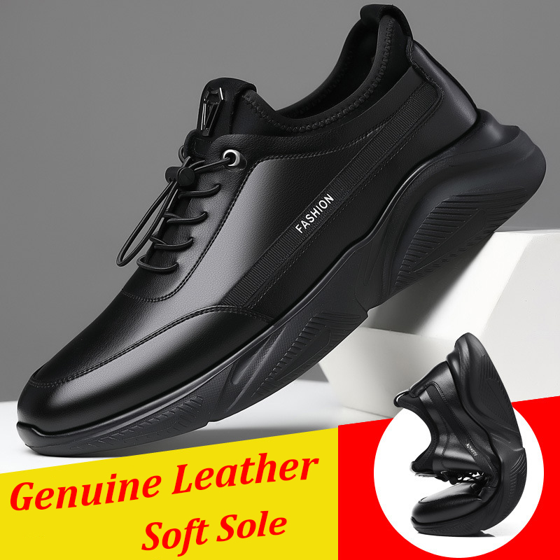 Gptsolvy Brand Men Sports Running Shoes Trendy Black Men Slip-On Loafers Breathable Business Leather Casual Shoes Anti Slip Hiking Shoes