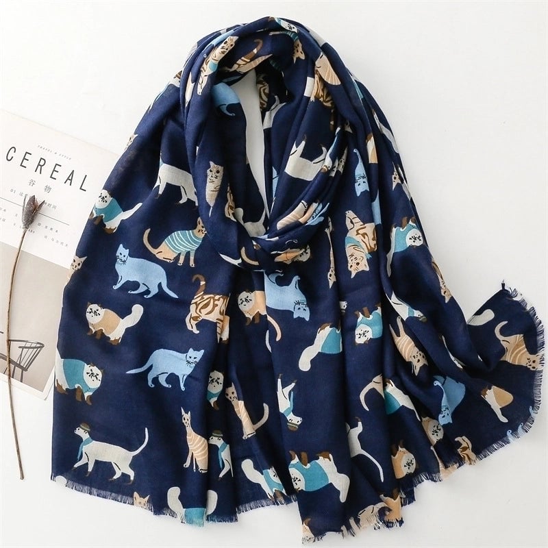 Women's Cute Animal Cotton And Linen Scarf