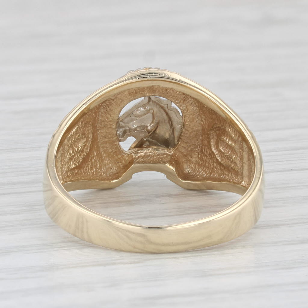 Horseshoe Horse Ring 14k Yellow White Gold Size 10.25 Western Equestrian