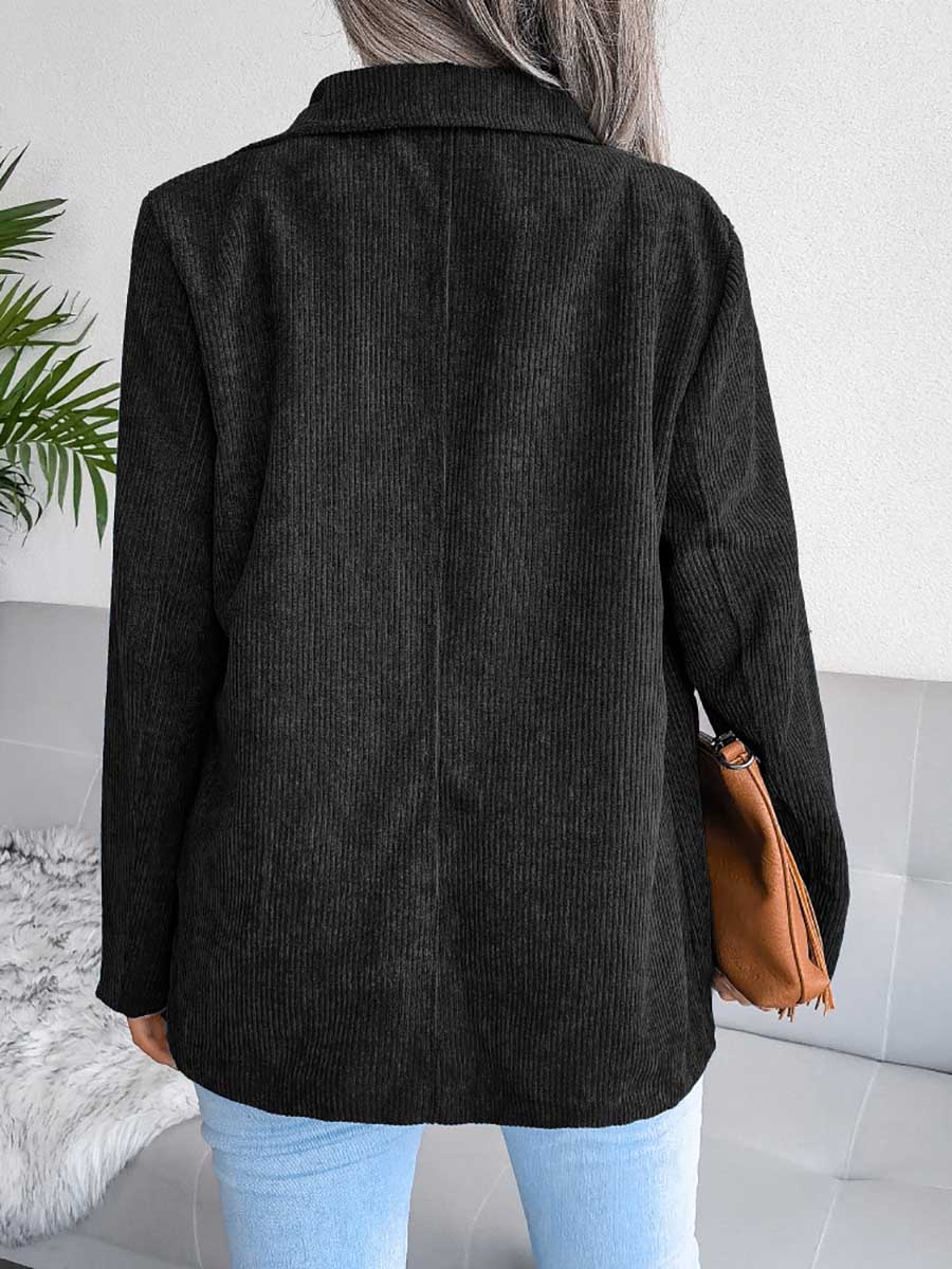 Solid Color Corduroy Fashion Double-Breasted Jacket