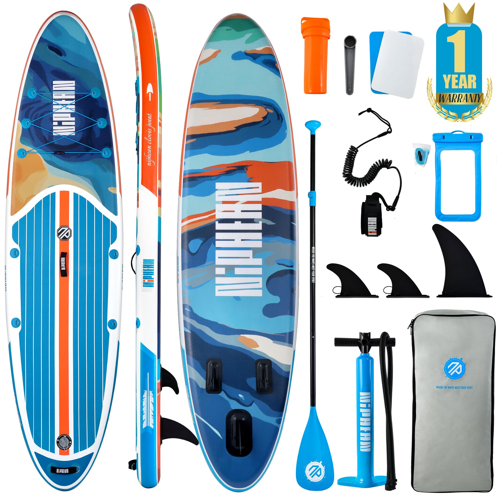 Inflatable Stand Up Paddle Board with SUP Accessories, Non-Slip EVA Deck, 10'6 Inch Inflatable Paddle Board