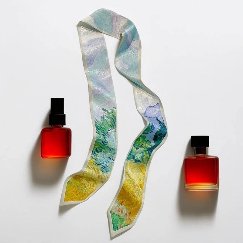 Women's Fairy Style Sweet Flower Satin Silk Scarf