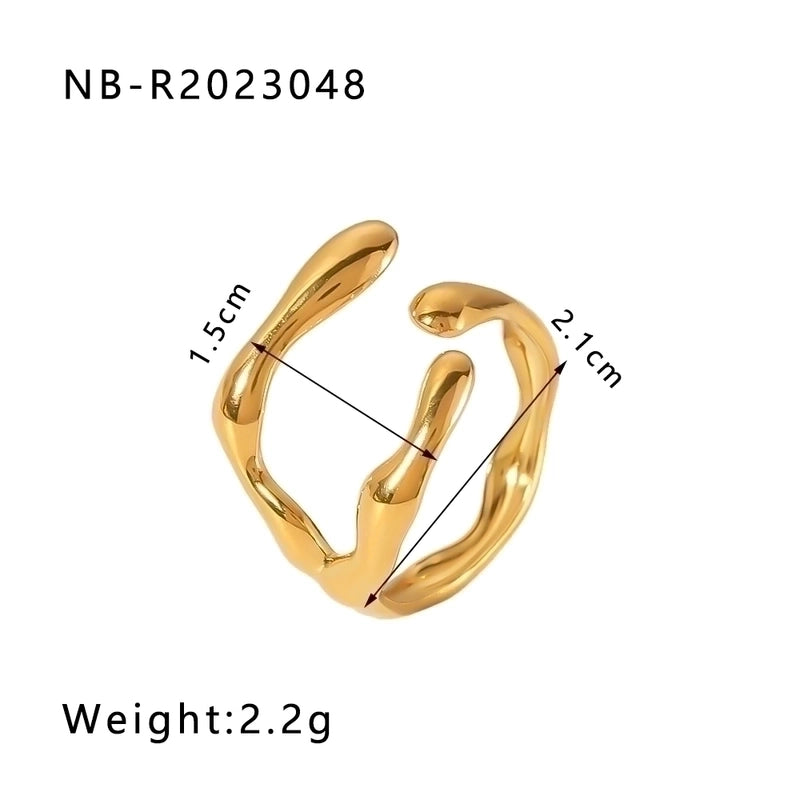Stainless Steel 18K Gold Plated IG Style Basic Minimalist Plating Four Leaf Clover Heart Shape Flower Open Rings