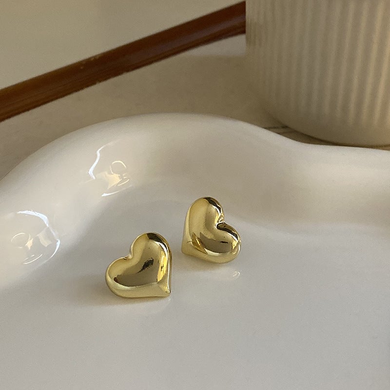 Circle Heart Geometric Metal Electroplating Earrings