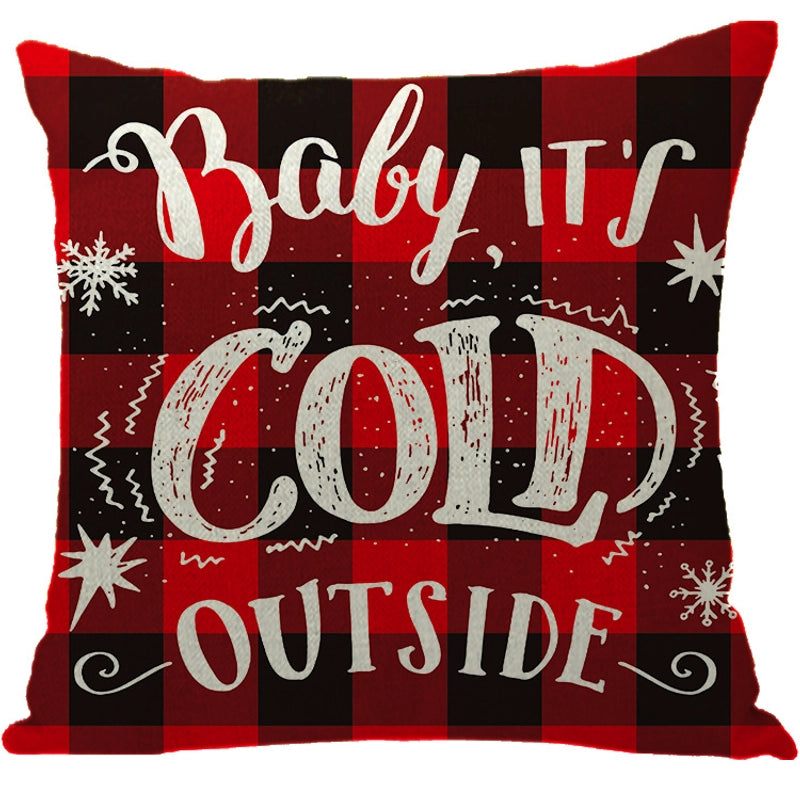 Fashion Letter Snowflake Elk Linen Pillow Cases