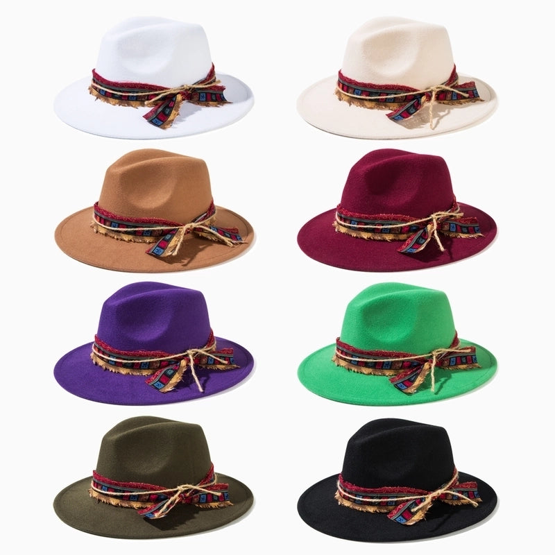 Unisex Casual Elegant Solid Color Flat Eaves Fedora Hat