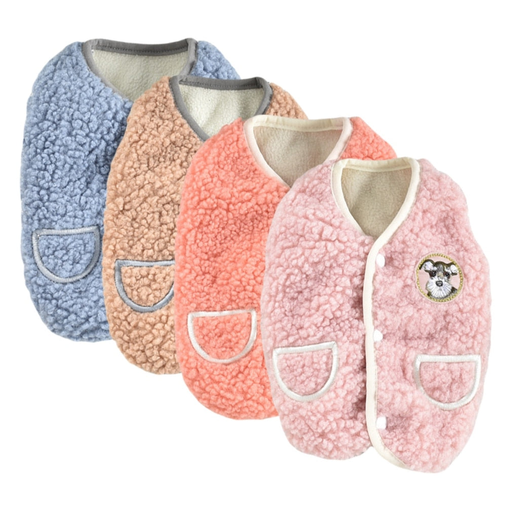 Winter Fleece Buttoned Dog Cat Vest Coat