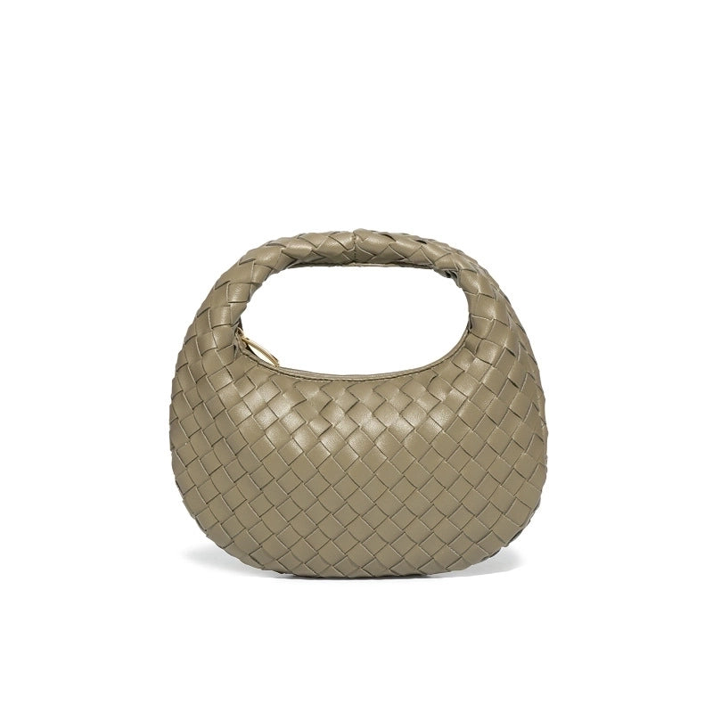 Women's Small Pu Leather Solid Color Streetwear Round Zipper Handbag