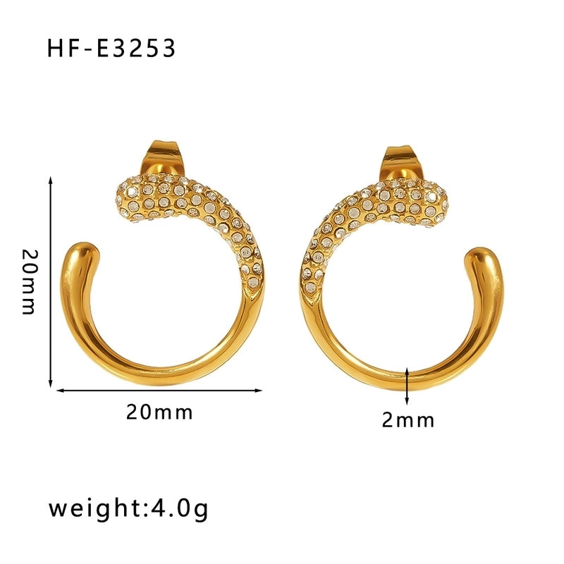 1 Pair Classic Style U Shape Crown Butterfly Plating Inlay Stainless Steel Artificial Pearls Rhinestones Zircon 18K Gold Plated Earrings