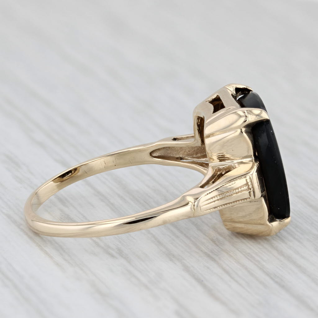Vintage Onyx Diamond Ring 10k Yellow Gold Size 8