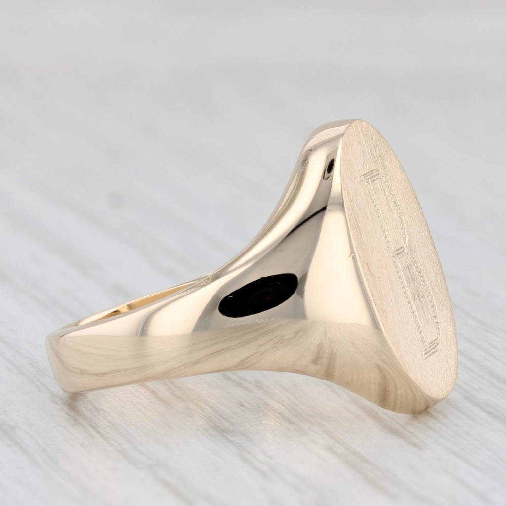 Engraved Letter B Initial Signet Ring 14k Yellow Gold Size 9.75 Vintage Men's