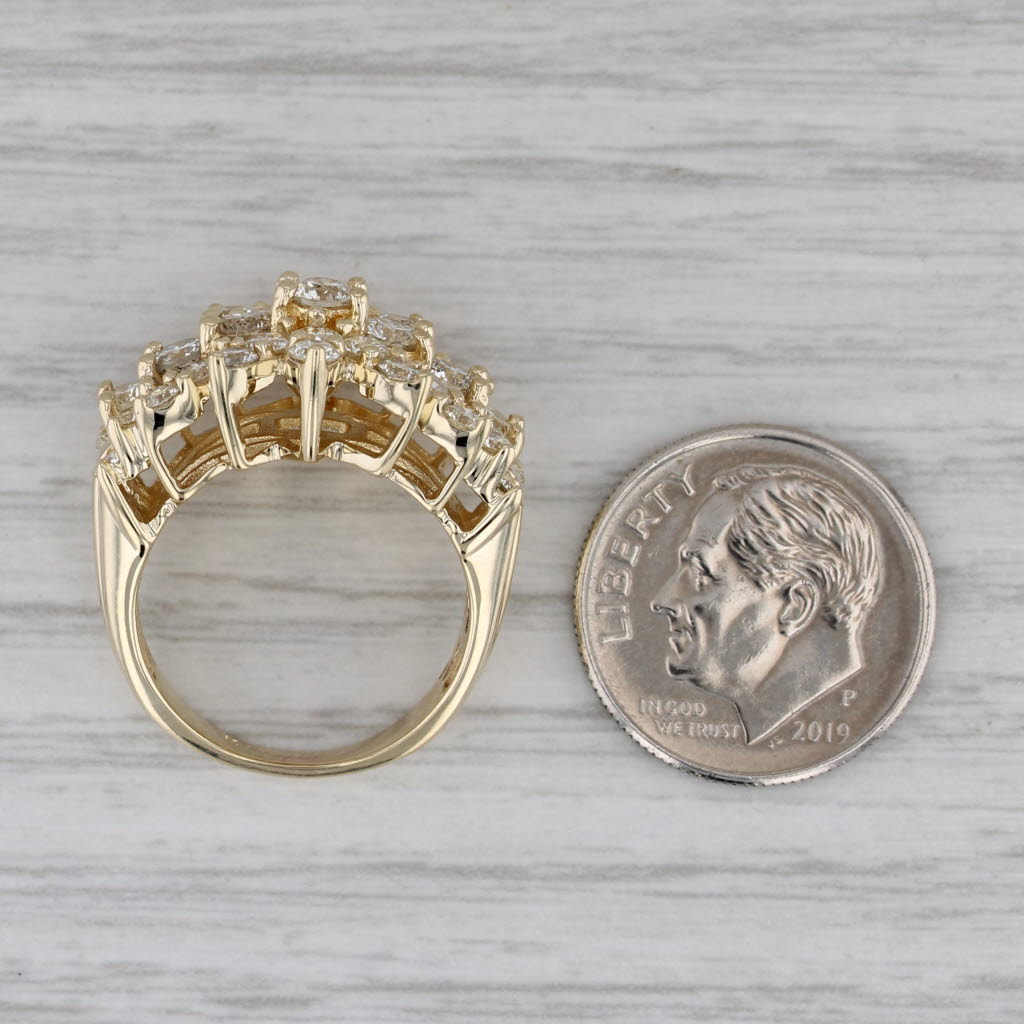 1.85ctw Diamond Cluster Cocktail Ring 10k Yellow Gold Size 5.25