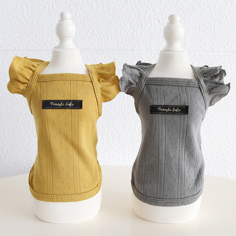 Breathable Cotton Ruffled Sleeves Dog Cat Vest