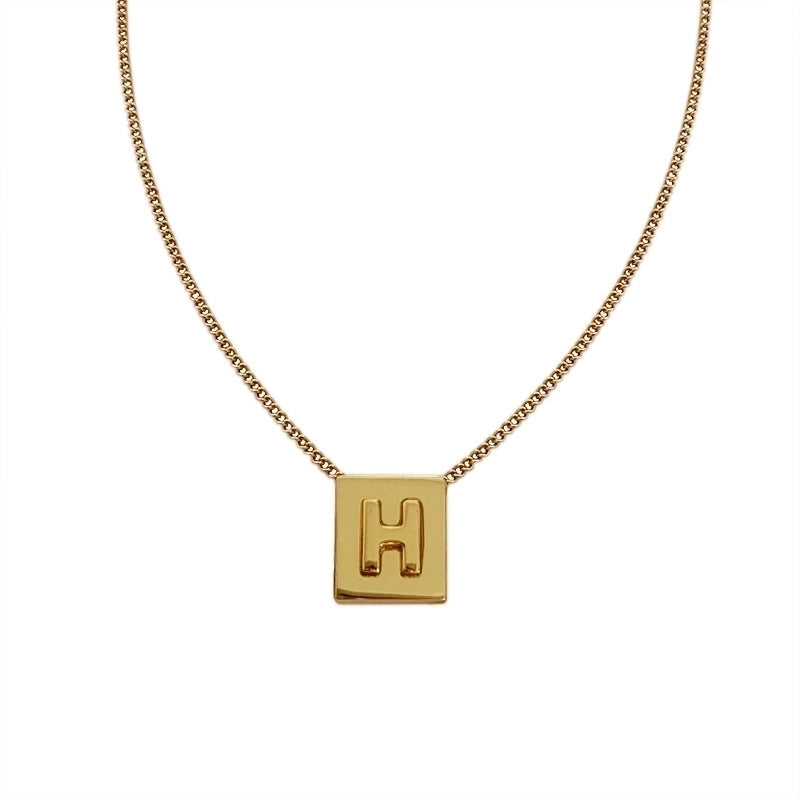 Minimalist Letter Square Titanium Steel Necklace 1 Piece