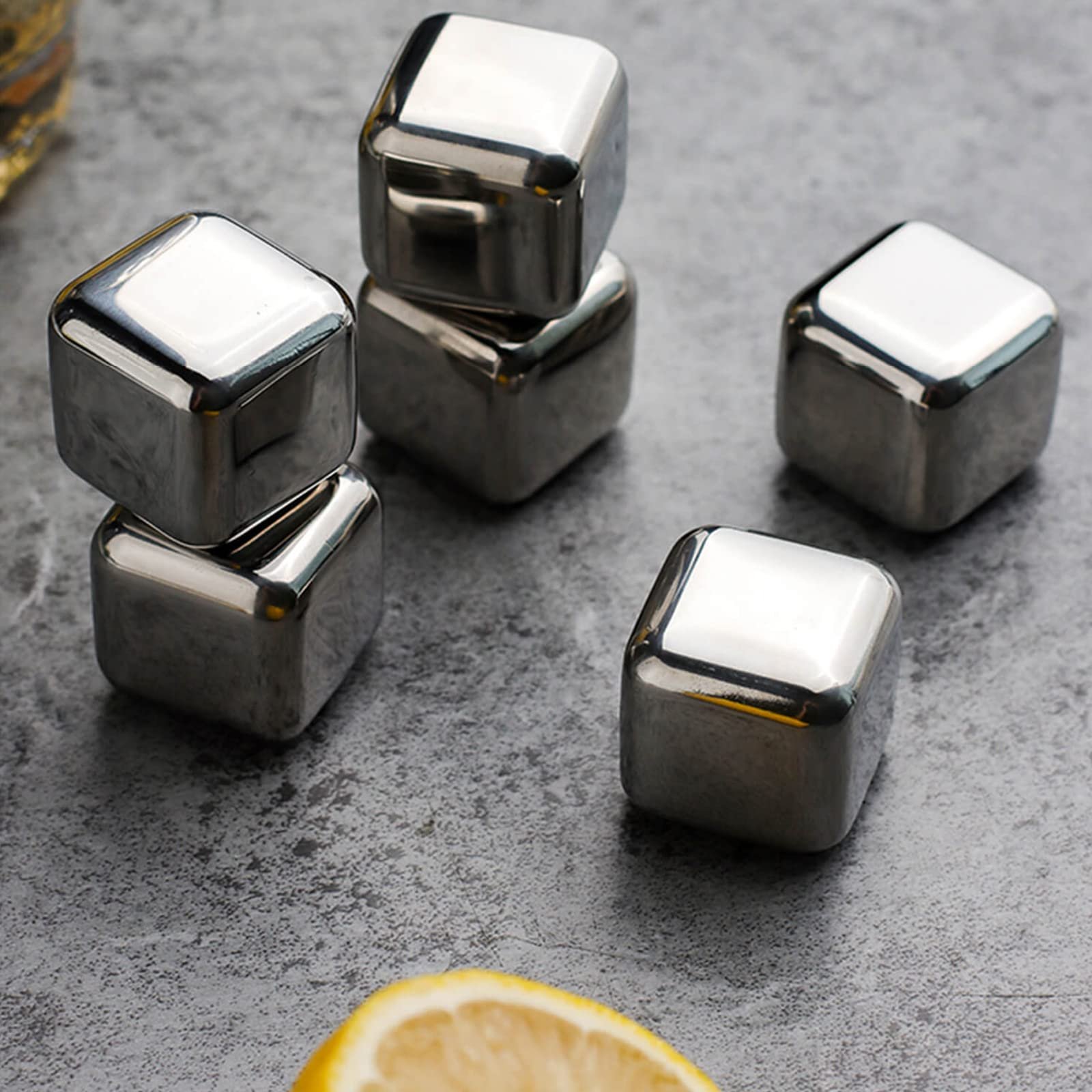 Reusable Square-Shaped Stainless Steel Ice Cubes (6PCS/Set)