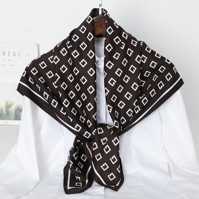 Women's Casual Printing Satin Polyester Silk Scarf