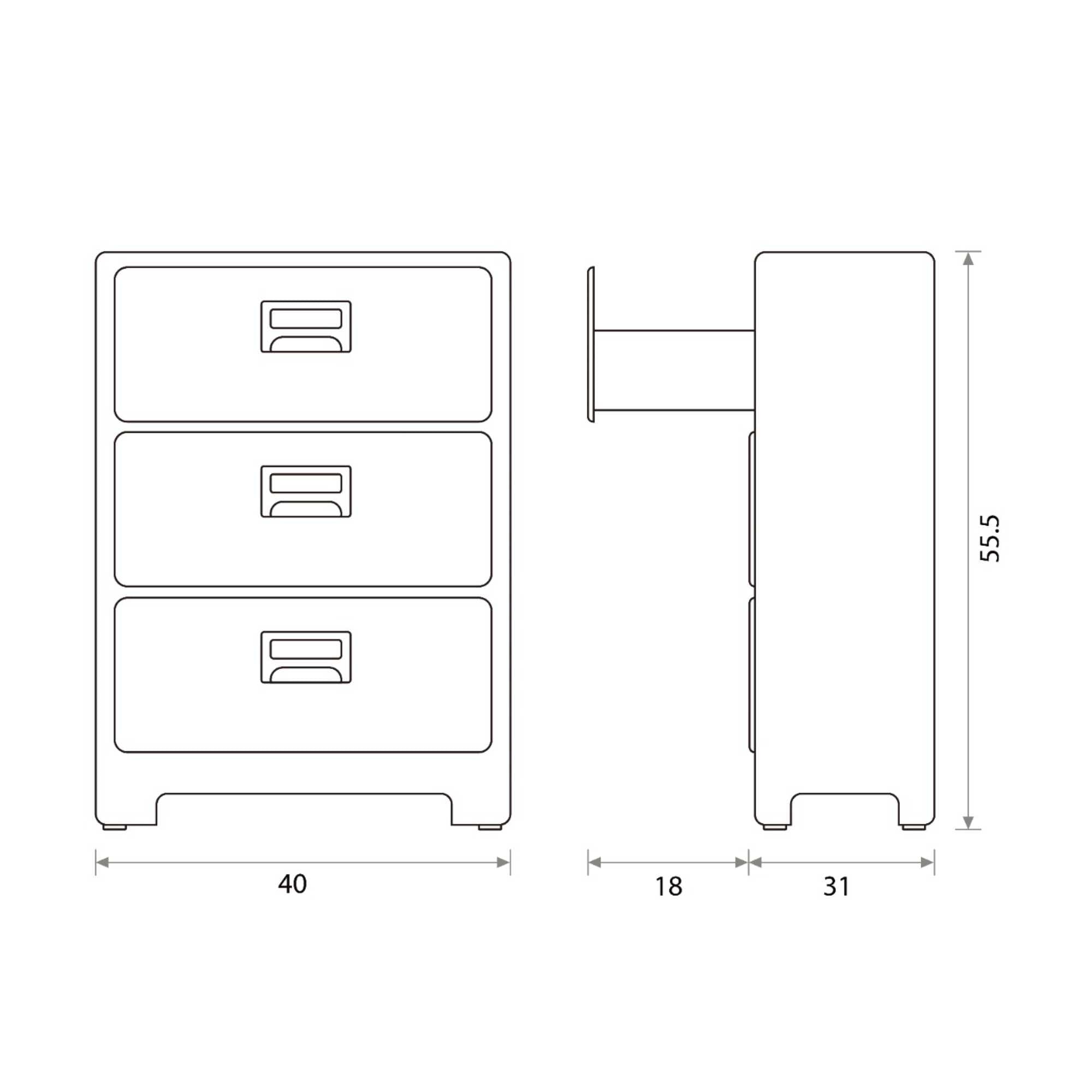 Dulton 3 Drawers Chest. Raw