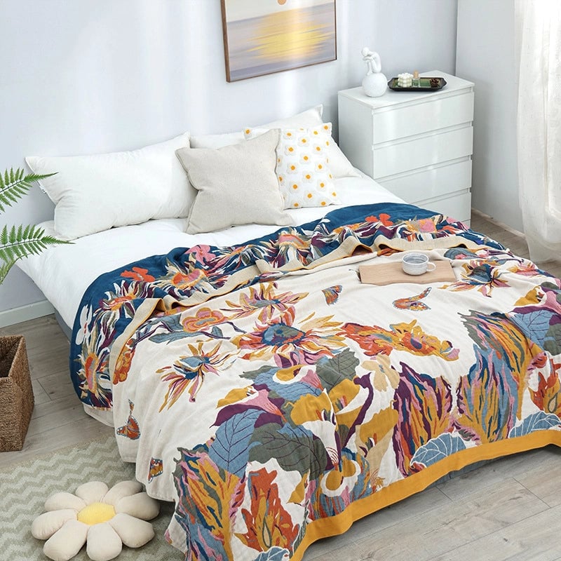 Cotton Multi-layer Gauze Towel Quilt Cotton Towel Blanket Single Double Air Conditioning Summer Cool Blanket Thin Quilt Bed Sheet